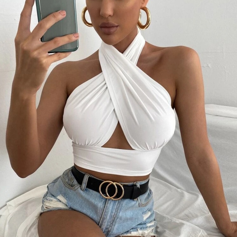 Shein Cross Crop Halter Top